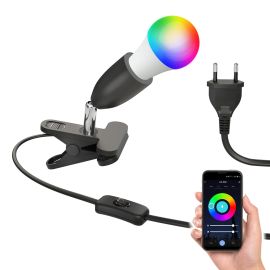 Bild von E27 Klemmleuchte LIK, schwarz inkl. Smart Home RGBW LED Lampe, 8,89W, 892lm