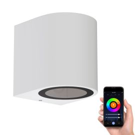 Bild von Wandleuchte ALSE Downlight für außen, weiß, Aluminium, rund, inkl. Smart Home RGBW GU10 LED Lampe, 5,5W, 473lm