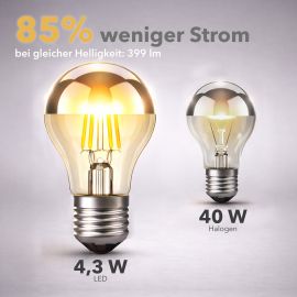 Bild von LED E27 Kopfspiegellampe A60 2600K warmweiß 399lm 4,3W 230V – Silberkopf Leuchtmittel – nicht dimmbar