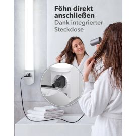 Bild von LED Spiegelleuchte FERIG, Bad-Lampe mit Steckdose, 67,5cm, 14,5 W, 1601lm, weiß