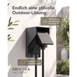 Bild von Steckdose PIWI für außen, IP44, 1-fach, eckig, 11 cm (Farbe, Mit Kabel wählbar)