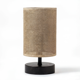 Bild von Tischlampe SORA aus Hanf-Naturfasergewebe + Kaffeebohnen, 1,5 m Textilkabel mit Schalter, 1x E27 (Leuchtmittel wählbar) (Leuchtmittel wählbar)