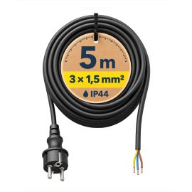Bild von Schukostecker Typ E/F (CEE 7/7) mit Außenkabel, 5 m, schwarz , 3 x 1,5 mm²