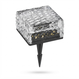 Bild von LED Solar-Pflasterstein Bodeneinbauleuchte BROSLO mit Erdspieß für außen, IP67, Glas, eckig, 7 x 7 cm, warmweiß