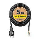 Bild von Schukostecker Typ E/F (CEE 7/7) mit Außenkabel, 5 m, schwarz , 3 x 1,5 mm²