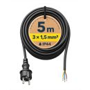 Bild von Schukostecker Typ E/F (CEE 7/7) mit Außenkabel, 5 m, schwarz , 3 x 1,5 mm²